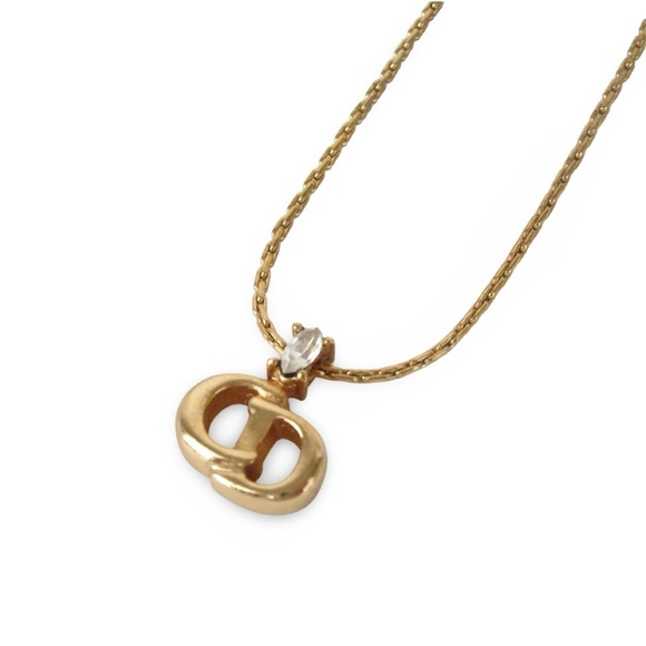 Dior Vintage Gold Tone Necklace with Rhinestone - Picture 1 of 5